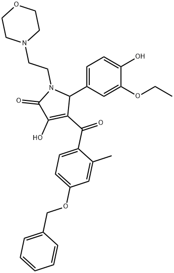 4-[4-(benzyloxy)-2-methylbenzoyl]-5-(3-ethoxy-4-hydroxyphenyl)-3-hydroxy-1-[2-(4-morpholinyl)ethyl]-1,5-dihydro-2H-pyrrol-2-one 구조식 이미지