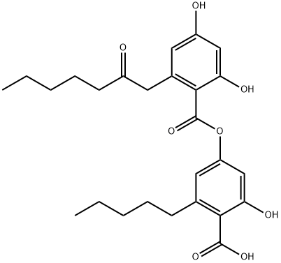 4-[2-(2-Oxoheptyl)-4,6-dihydroxybenzoyloxy]-6-pentylsalicylic acid 구조식 이미지