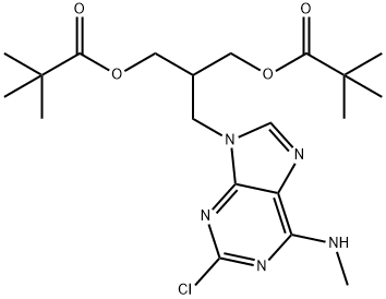 2,2-DIMETHYL-PROPIONIC ACID 3-(2-CHLORO-6-METHYLAMINOPURIN-9-YL)-2-(2,2-DIMETHYL-PROPIONYLOXYMETHYL)-PROPYL ESTER 구조식 이미지