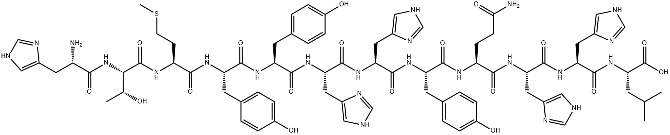 H-HIS-THR-MET-TYR-TYR-HIS-HIS-TYR-GLN-HIS-HIS-LEU-OH Structure