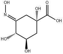 Cyclohexanecarboxylic acid, 1,3,4-trihydroxy-5-(hydroxyimino)-, (1S,3R,4R,5E)- (9CI) Structure