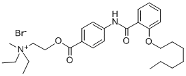 Diethyl(2-(4-(2-heptyloxybenzamido)benzoyloxy)ethyl)methylammonium bro mide Structure