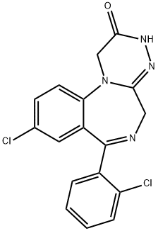 9-chloro-7-(2-chlorophenyl)-3,5-dihydro-(1,2,4)triazino(4,3-a)(1,4)benzodiazepin-2(1H)-one 구조식 이미지