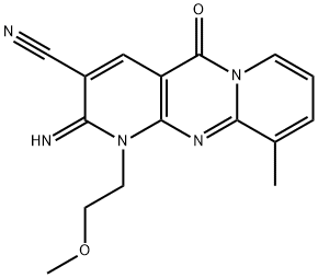 2-imino-1-(2-methoxyethyl)-10-methyl-5-oxo-1,5-dihydro-2H-dipyrido[1,2-a:2,3-d]pyrimidine-3-carbonitrile 구조식 이미지