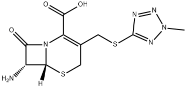 (6R-trans)-7-amino-3-[[(2-methyl-2H-tetrazol-5-yl)thio]methyl]-8-oxo-5-thia-1-azabicyclo[4.2.0]oct-2-ene-2-carboxylic acid     구조식 이미지