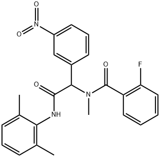 Benzeneacetamide, N-(2,6-dimethylphenyl)-alpha-[(2-fluorobenzoyl)methylamino]-3-nitro- (9CI) Structure