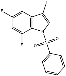 1H-인돌,5,7-디플루오로-3-요오도-1-(페닐술포닐)- 구조식 이미지