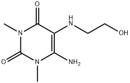 2,4(1H,3H)-Pyrimidinedione, 6-amino-5-[(2-hydroxyethyl)amino]-1,3-dimethyl- (9CI) 구조식 이미지