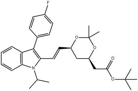 (4R,6S)-6-[(1E)-2-[3-(4-Fluorophenyl)-1-(1-methylethyl)-1H-indol-2-yl]ethenyl]-2,2-dimethyl-1,3-dioxane-4-acetic Acid 1,1-Dimethylethyl Ester 구조식 이미지
