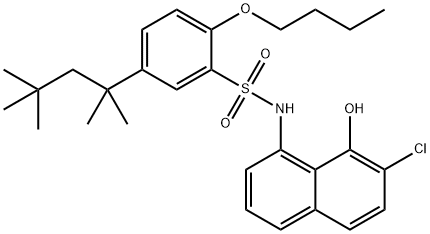 Benzenesulfonamide,  2-butoxy-N-(7-chloro-8-hydroxy-1-naphthalenyl)-5-(1,1,3,3-tetramethylbutyl)- Structure