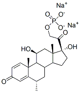 Pregna-1,4-diene-3,20-dione,11,17-dihydroxy-6-methyl-21-(phosphonooxy)-,이나트륨염,(6alpha,11beta)- 구조식 이미지
