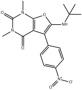 Furo[2,3-d]pyrimidine-2,4(1H,3H)-dione,  6-[(1,1-dimethylethyl)amino]-1,3-dimethyl-5-(4-nitrophenyl)- 구조식 이미지