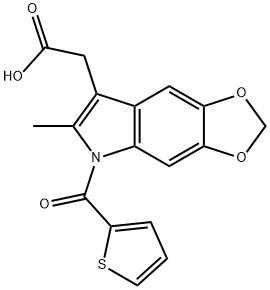 6-Methyl-5-(2-thenoyl)-5H-1,3-dioxolo[4,5-f]indole-7-acetic acid 구조식 이미지