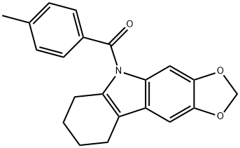 6,7,8,9-Tetrahydro-5-(p-toluoyl)-5H-1,3-dioxolo[4,5-b]carbazole 구조식 이미지