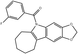 5,6,7,8,9,10-Hexahydro-5-(m-fluorobenzoyl)cyclohepta[b]-1,3-dioxolo[4,5-f]indole Structure
