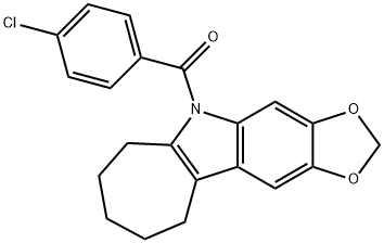 5,6,7,8,9,10-Hexahydro-5-(p-chlorobenzoyl)cyclohepta[b]-1,3-dioxolo[4,5-f]indole Structure