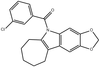5,6,7,8,9,10-Hexahydro-5-(m-chlorobenzoyl)cyclohepta[b]-1,3-dioxolo[4,5-f]indole Structure