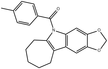 5,6,7,8,9,10-Hexahydro-5-(4-methylbenzoyl)cyclohepta[b]-1,3-dioxolo[4,5-f]indole Structure