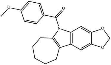 5,6,7,8,9,10-Hexahydro-5-(p-anisoyl)cyclohepta[b]-1,3-dioxolo[4,5-f]indole Structure
