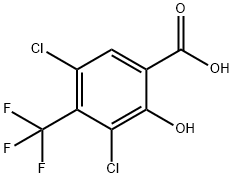 3,5-DICHLORO-2-HYDROXY-4-(TRIFLUOROMETHYL)BENZOIC ACID 구조식 이미지