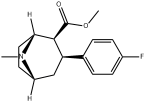 (-)-2-베타-탄소메톡시-3-베타-(4-플루오로페닐)트로판 구조식 이미지