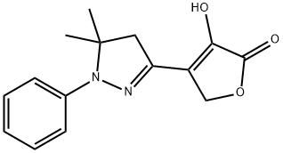 4-(4,5-Dihydro-5,5-dimethyl-1-phenyl-1H-pyrazol-3-yl)-3-hydroxyfuran-2(5H)-one 구조식 이미지