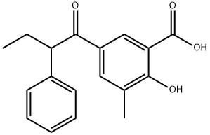 2-Hydroxy-3-methyl-5-(2-phenylbutyryl)benzoic acid Structure