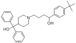 알파-[4-(1,1-디메틸에틸)페닐]-4-(하이드록시디페닐메틸)-1-피페리딘부타놀 ; 테르페나딘, 알다반 구조식 이미지
