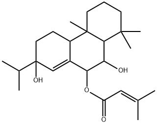 3-Methyl-2-butenoic acid 1,2,3,4,4a,4b,5,6,7,9,10,10a-dodecahydro-7,10-dihydroxy-1,1,4a-trimethyl-7-isopropylphenanthren-9-yl ester 구조식 이미지