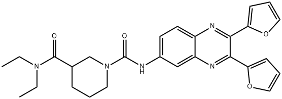 1,3-PIPERIDINEDICARBOXAMIDE, N1-(2,3-DI-2-FURANYL-6-QUINOXALINYL)-N3,N3-DIETHYL- Structure