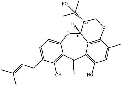 1,12a-Dihydro-6,8-dihydroxy-1-(1-hydroxy-1-methylethyl)-4-methyl-9-(3-methyl-2-butenyl)-[1]benzopyrano[4,5-bc][1]benzoxepin-7(2H)-one Structure