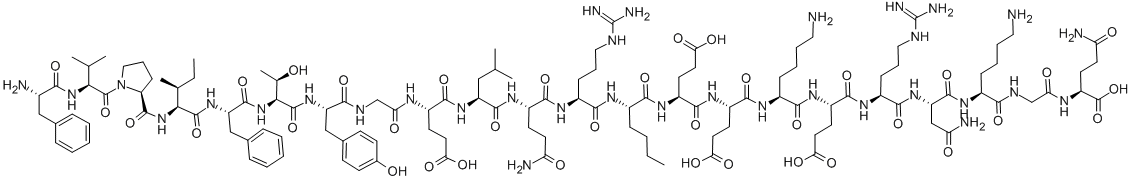 H-PHE-VAL-PRO-ILE-PHE-THR-TYR-GLY-GLU-LEU-GLN-ARG-NLE-GLU-GLU-LYS-GLU-ARG-ASN-LYS-GLY-GLN-OH 구조식 이미지