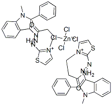 bis[3-(3-amino-3-oxopropyl)-2-[(1-methyl-2-phenyl-1H-indol-3-yl)azo]thiazolium] tetrachlorozincate(2-) 구조식 이미지