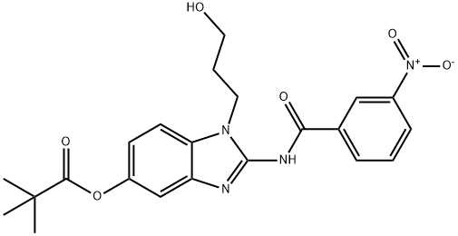 3-Nitro-N-[1-(3-hydroxypropyl)-5-(2,2-dimethylpropionyloxy)-1H-benzimidazol-2-yl]benzamide Structure