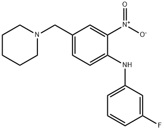 3-fluoro-N-(2-nitro-4-((piperidin-1-yl)methyl)phenyl)benzenamine 구조식 이미지