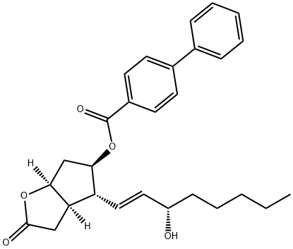 [1,1'-Biphenyl]-4-carboxylic acid-(3aR,4R,5R,6aS)-hexahydro-4-[(1E,3S)-3-hydroxy-1-octen-1-yl]-2-oxo-2H-cyclopenta[b]furan-5-yl ester 구조식 이미지