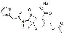 5-티아-1-아자비시클로[4.2.0]옥트-2-엔-2-카르복실산,3-[(아세틸옥시)메틸]-8-옥소-7-[(2-티에닐아세틸)아미노]-,일나트륨염,트랜스-(+-)- 구조식 이미지