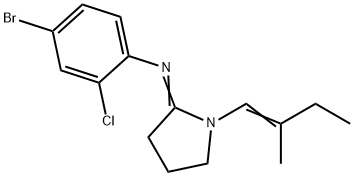 Pyrrolidine, 2-((4-bromo-2-chlorophenyl)imino)-1-(2-methyl-1-butenyl)- 구조식 이미지