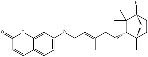 7-[[(E)-3-Methyl-5-[(1S,2R,4R)-1,3,3-trimethyl-7-oxabicyclo[2.2.1]heptan-2-yl]-2-pentenyl]oxy]-2H-1-benzopyran-2-one 구조식 이미지