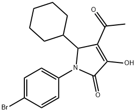 2H-Pyrrol-2-one, 4-acetyl-1-(4-bromophenyl)-5-cyclohexyl-1,5-dihydro-3-hydroxy- Structure