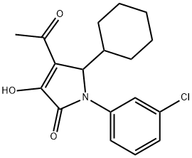 2H-Pyrrol-2-one, 4-acetyl-1-(3-chlorophenyl)-5-cyclohexyl-1,5-dihydro-3-hydroxy- 구조식 이미지