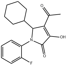 2H-Pyrrol-2-one, 4-acetyl-5-cyclohexyl-1-(2-fluorophenyl)-1,5-dihydro-3-hydroxy- Structure