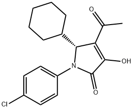 2H-Pyrrol-2-one, 4-acetyl-1-(4-chlorophenyl)-5-cyclohexyl-1,5-dihydro-3-hydroxy-, (5R)- Structure