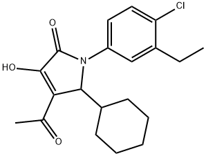 2H-Pyrrol-2-one, 4-acetyl-1-(4-chloro-3-ethylphenyl)-5-cyclohexyl-1,5-dihydro-3-hydroxy- Structure