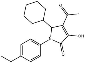 2H-Pyrrol-2-one, 4-acetyl-5-cyclohexyl-1-(4-ethylphenyl)-1,5-dihydro-3-hydroxy- Structure