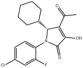 2H-Pyrrol-2-one, 4-acetyl-1-(4-chloro-2-fluorophenyl)-5-cyclohexyl-1,5-dihydro-3-hydroxy-, (5R)- 구조식 이미지