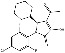 2H-Pyrrol-2-one, 4-acetyl-1-(4-chloro-2,6-difluorophenyl)-5-cyclohexyl-1,5-dihydro-3-hydroxy-, (5S)- Structure