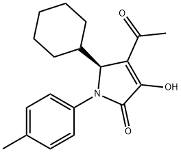 2H-Pyrrol-2-one, 4-acetyl-5-cyclohexyl-1,5-dihydro-3-hydroxy-1-(4-methylphenyl)-, (5S)- Structure