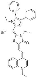 3-ETHYL-2-(3-ETHYL-4,5-DIPHENYL-THIAZOLIUM-2-YL-METHYLENE)-5-[2-(1-ETHYL-1H-QUINOLIN-4-YLIDENE)-ETHYLIDENE]-THIAZOLIDIN-4-ONE BROMIDE Structure