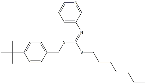(4-(1,1-디메틸에틸)페닐)메틸헵틸-3-피리디닐카본이미도디티오에이트 구조식 이미지